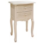 pfj005-angled Off White Wood Rattan Bedside Table