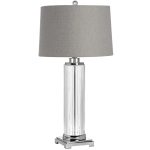 17587-Large-Decorative-Cylinder-Glass-Polished-Chrome-Grey-Shade-Sturdy-Table-Lamp