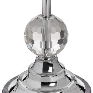 17591-a Decorative Glass Crystal Droplet Contemporary Polished Chrome Large Table Lamp