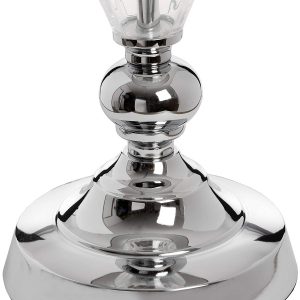 17597-a Lovely Decorative Glass Polished Chrome Metal Grey Shade Table Lamp Light