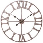 33181_Antique Style Roman Numeral Cut Out Brown Black Metal Round Wall Clock …