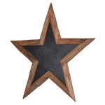 LCK559-Large-Rustic-Star-Shape-Brown-Wooden-Memo-Message-Black-Chalk-Board