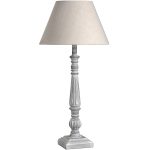 16281 a Shabby Chic Beige Light Grey Wood Linen Shade Table Light Lamp