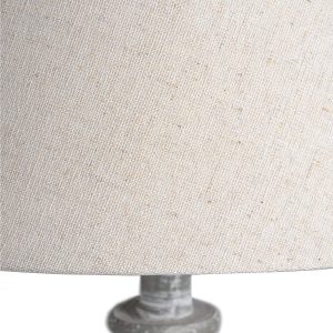 16281-b Shabby Chic Beige Light Grey Wood Linen Shade Table Light Lamp