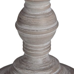 16283-a Elegant Beige Light Grey Wood Linen Shade Distressed Finish Table Light Lamp