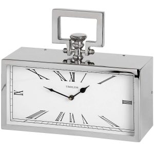 17281 Pocket Watch Style Silver Polished Nickel Mantel Rectangle Clock