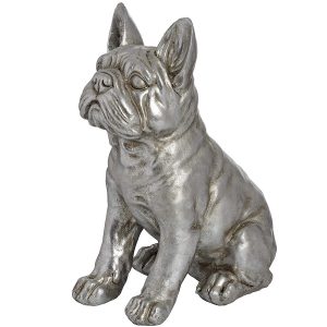 18410-a Antique Silver Grey French Bull Dog Ornament