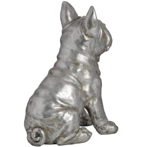 18410-c Antique Silver Grey French Bull Dog Ornament