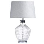 18827 Elegant Clear Glass Silver Grey Table Lamp