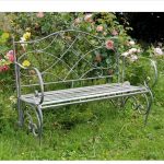 4126 Vintage Grey Metal Folding Garden Bench a