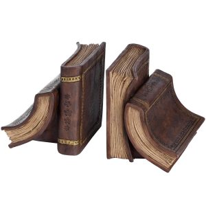 0388 Antique Books Brown Gold Pair Bookends