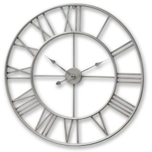17858 Extra Large Silver Grey Skeleton Clock
