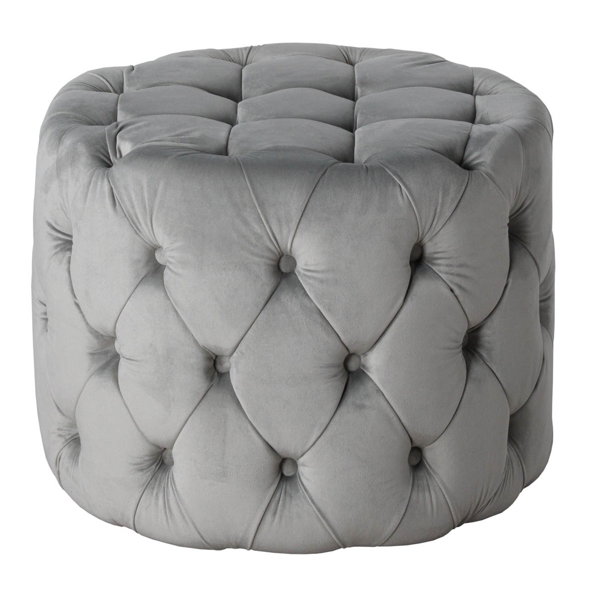 grey velvet round foot stool