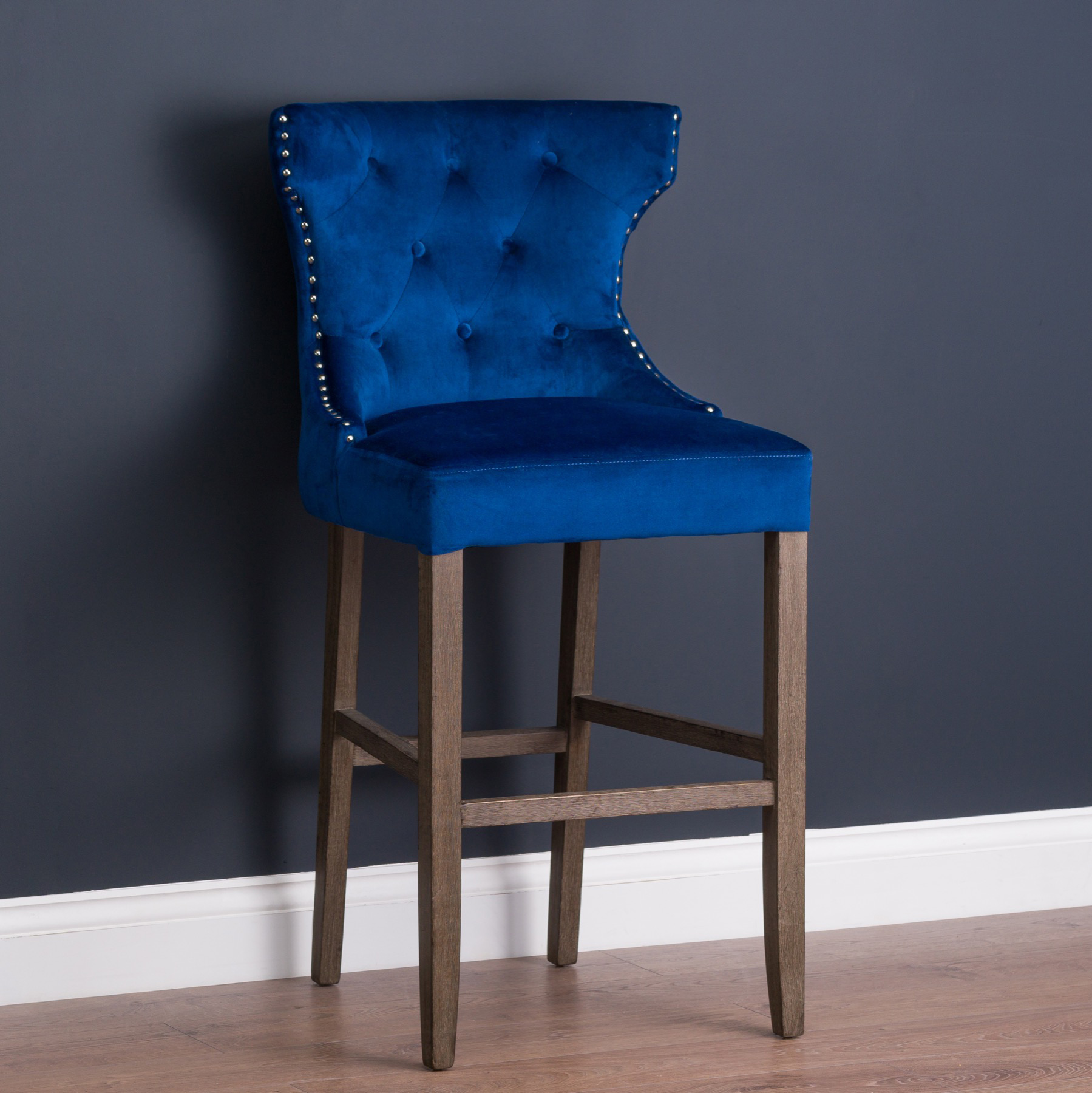 Navy Blue Velvet Upholstered Bar Stool Fizzy Fox Ripley