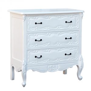 js2035-wh Antique Style Ornate White 3 Drawers Chest