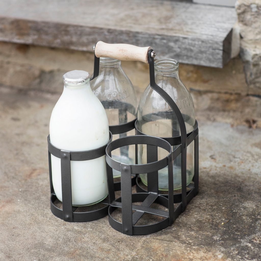 Vintage Style Grey Milk Bottle Holder Fizzy Fox Ripley