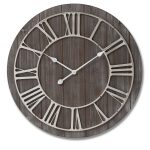 18765 Large Vintage Brown Wooden Clock