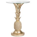 19992 Gold Pineapple Glass Round Table
