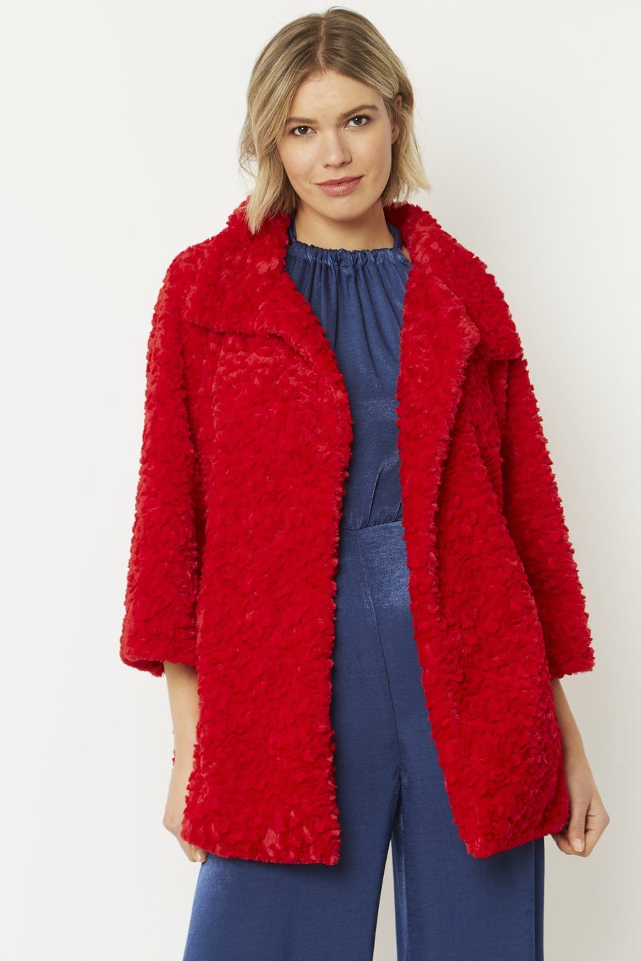 Faux Fur Coat RED | Fizzy Fox Ripley