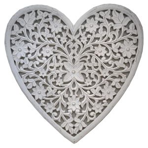 14SS74 a Extra Large Hand Carved White Heart