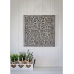 18SS104 Hand Carved Grey Heart Wall Panel