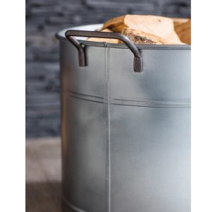 BUGA06 a Grey Galvanised Steel Planter Log Bucket