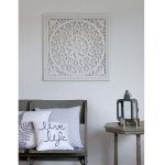 Hand Carved White Square Wall Panel a