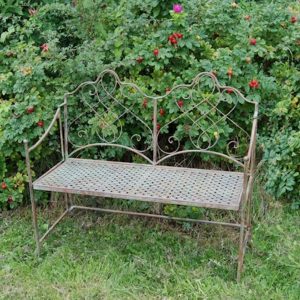 4084 Antique Brown Grey Metal Garden Bench