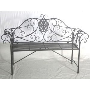 4189 Rococo Style Grey Metal Garden Bench