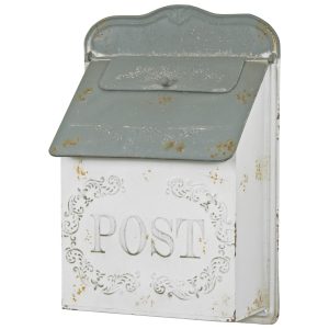5092 Rustic Antique White Grey Post Box