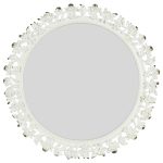 5115 Rustic Floral White Mirror on Stand