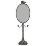 3743 Pewter Grey Bronze Metal Dressing Table Vanity Mirror with Hooks