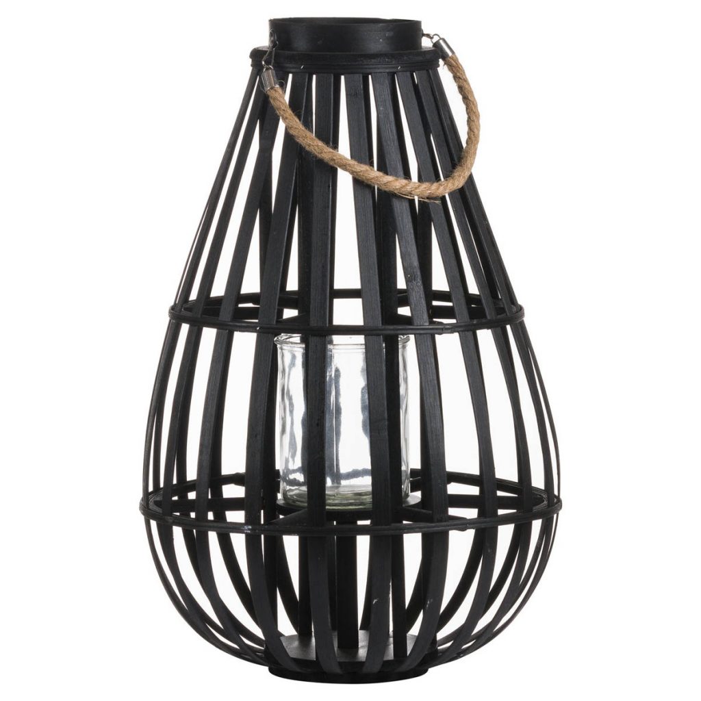 Large Black Rattan Candle Floor Lantern Fizzy Fox Ripley