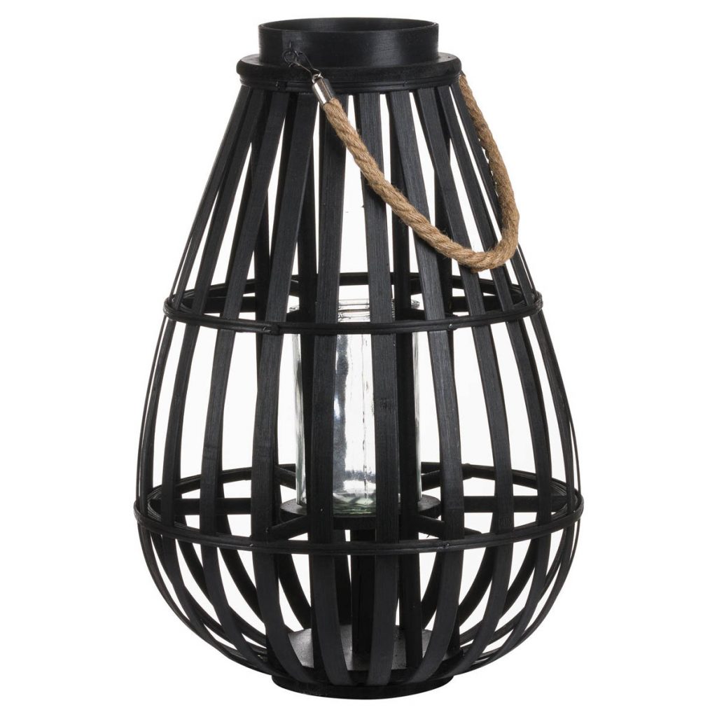 Black Domed Candle Rattan Floor Lantern Fizzy Fox Ripley