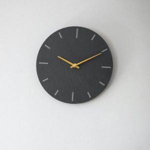 CLSL02 Dark Grey Slate Brass Wall Clock