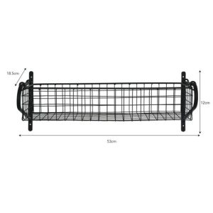 HBBL02 Black Wire Basket Wall Shelf b