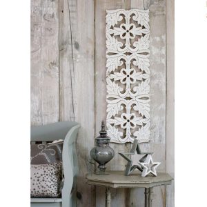 11SS11 Tall Hand Carved White Wall Panel