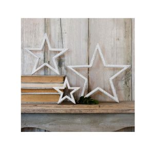 11SS53 a Set of 3 Star White Star Decorations