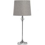 17589-b Slim Chrome Glass Grey Table Lamp