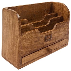 N0505 Brown Letter Rack with Drawer