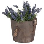 19676-a Rustic Mice Brown Flower Pot