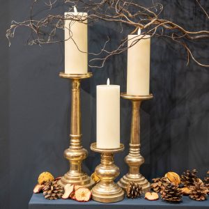 19822-b Distressed Brass Effect Candle Holder