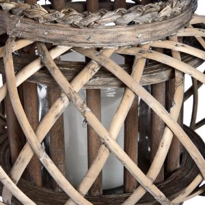 18728-a Large Round Wicker Candle Lantern
