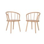 Natural Ash Wooden Carver Chairs Set of 2