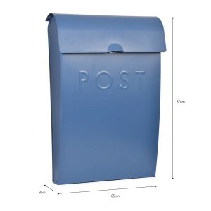 PPLB01 3 Lulworth Blue Steel Wall Post Box