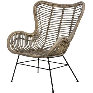 18839 Hand Crafted Rattan Wing Chair