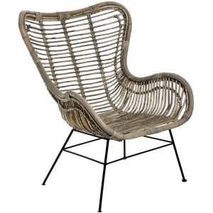 18839-b Hand Crafted Rattan Wing Chair