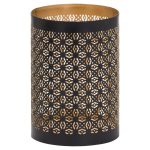 21099 Black Gold Cylinder Medium Candle Lantern