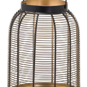 21116-a Black Gold Wire Candle Lantern