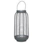 21684 Large Grey Silver Wire Candle Lantern